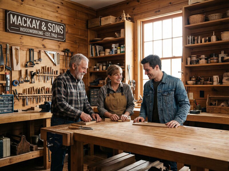 Multi-generational family working together in business