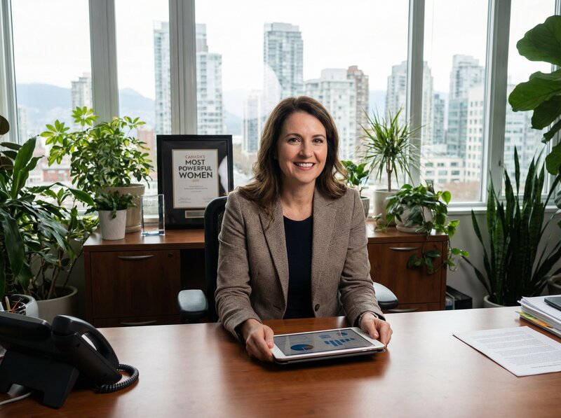 Female Canadian entrepreneur in her company