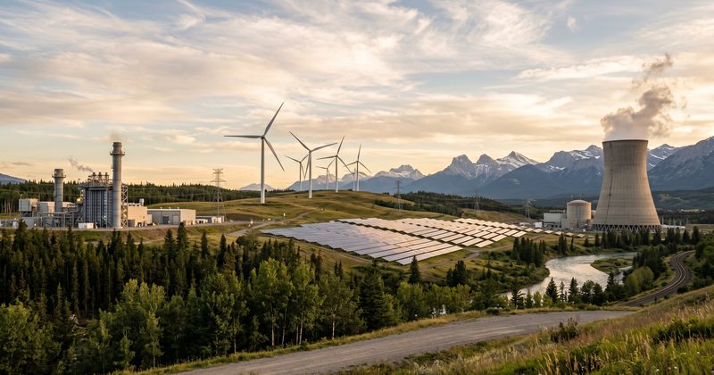 Diverse energy sources across a Canadian landscape