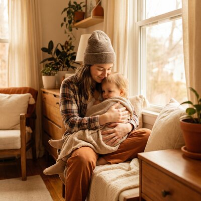 Young mother with child, healthcare patients